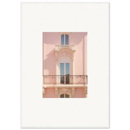 Pink Mediterranean building facade with blue windows, part of Pink Echoed Dream collection