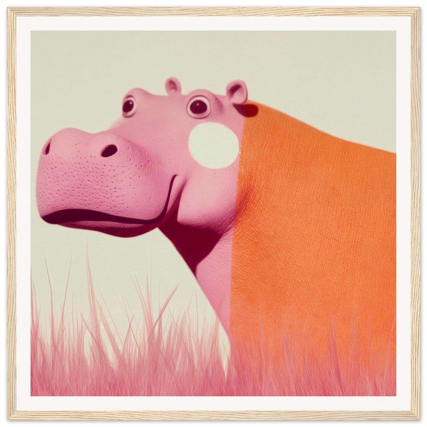 Curious pink and orange hippo from Pink Hippopoetry Buzz product line