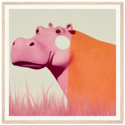 Curious pink and orange hippo from Pink Hippopoetry Buzz product line