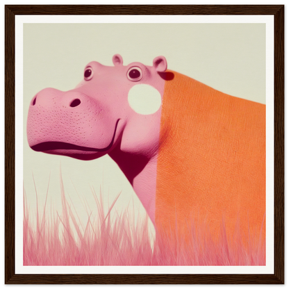 Curious pink and orange cartoon hippo from Pink Hippopoetry Buzz collection