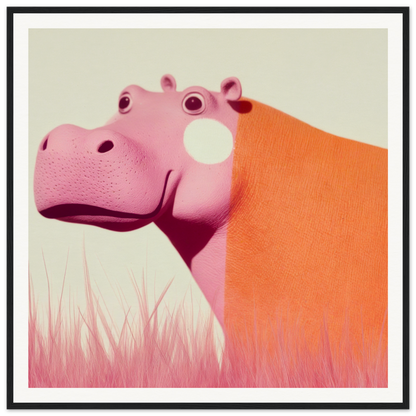 Pink hippo with a curious expression in Pink Hippopoetry Buzz product imagery