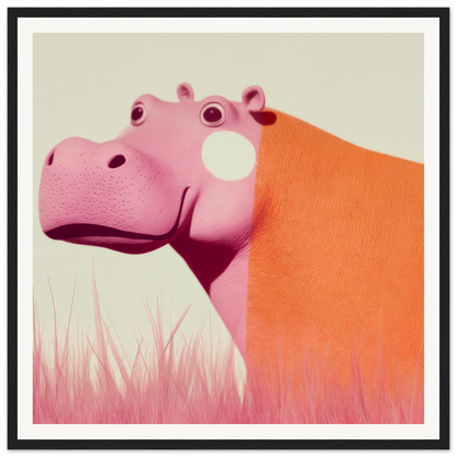 Curious pink and orange hippo featured in Pink Hippopoetry Buzz product image