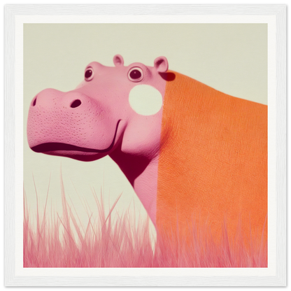 Pink and orange cartoon hippo with a friendly expression for Pink Hippopoetry Buzz