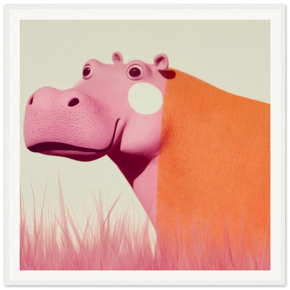 Pink Hippopoetry Buzz featuring a pink hippo with an orange body against a gradient background