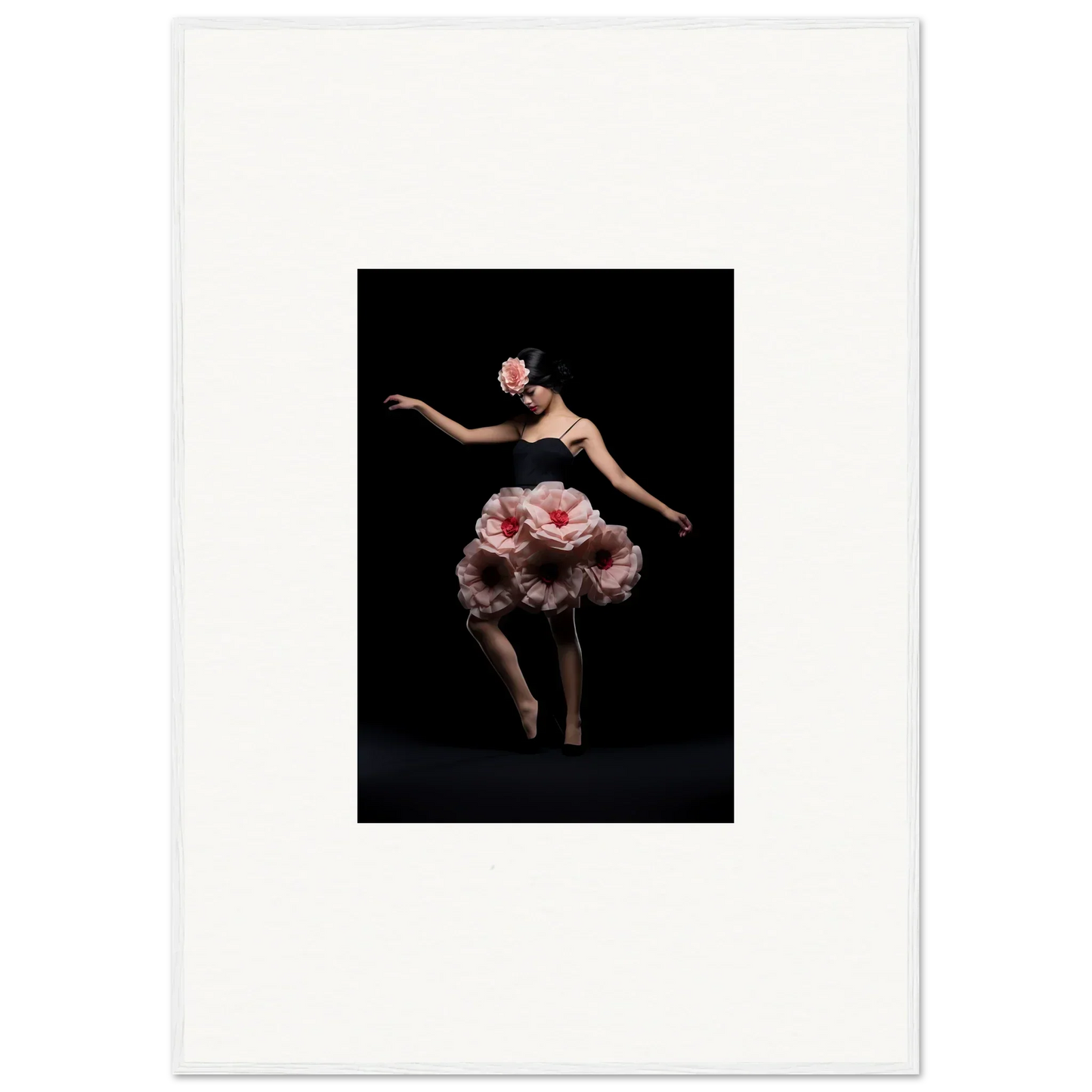 Dancer in a pink floral costume creates vibrant room decor for framed wall art