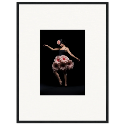 Dancer in voluminous pink floral costume for Floral Feels room decor framed wall art