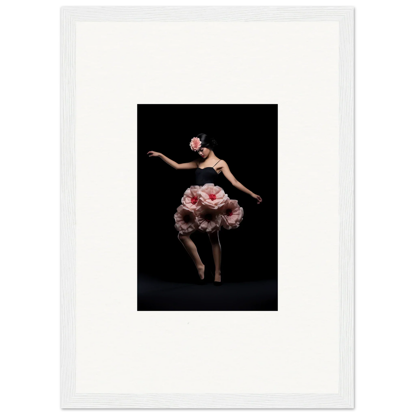 Dancer in pink floral costume, perfect for Floral Feels room decor or framed wall art