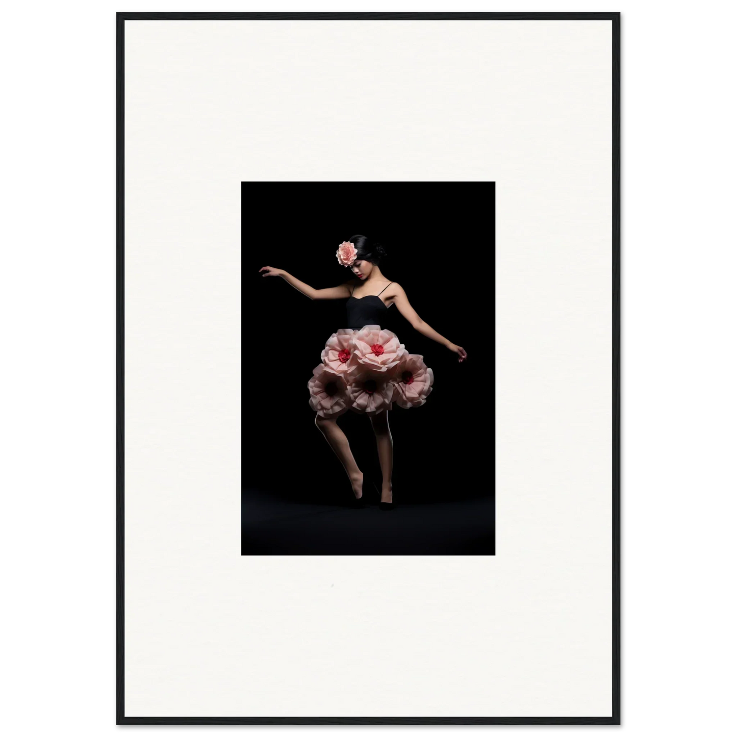 Dancer in pink floral costume creates vibrant floral feels for room decor or wall art