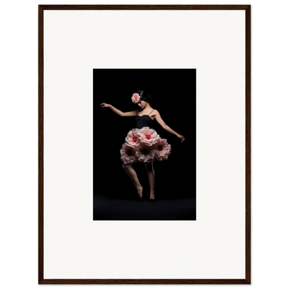 Dancer in voluminous pink floral costume, perfect for floral feels room decor or framed wall art