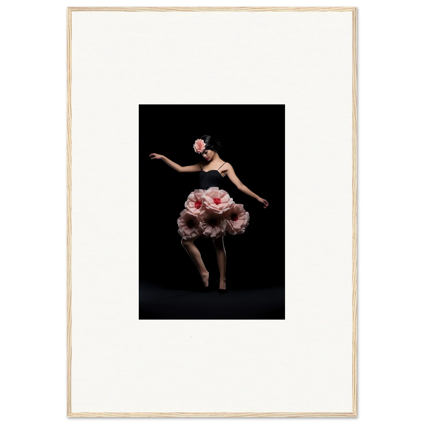 Dancer in elaborate pink floral costume for Floral Feels wall art decor