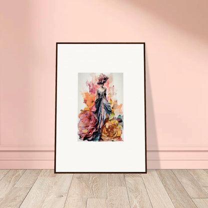 Framed wall art of Plumage Rises Floresschuld featuring a flowing pink and blue dress