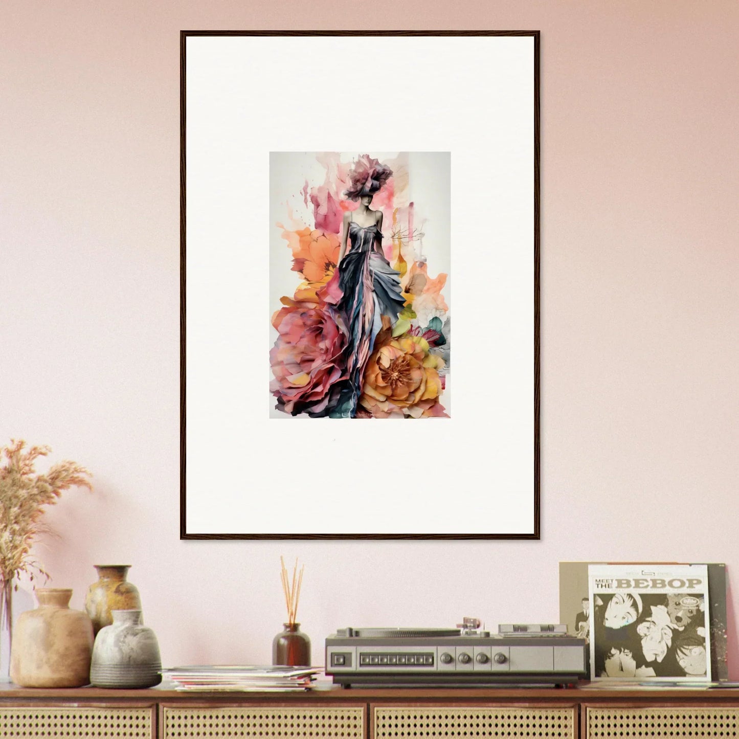 Framed wall art of Plumage Rises Floresschuld with a figure in a floral dress