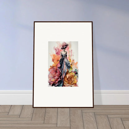 Framed wall art of feminine figure with roses from Plumage Rises Floresschuld special edition art™