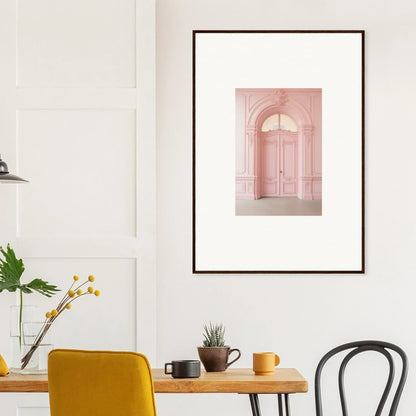 Framed wall art of a pink architectural doorway in Pompadour Cogswheel Echoes