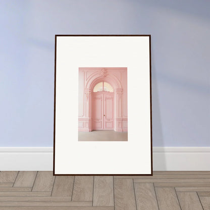 Framed wall art of a pink arched doorway from Pompadour Cogswheel Echoes