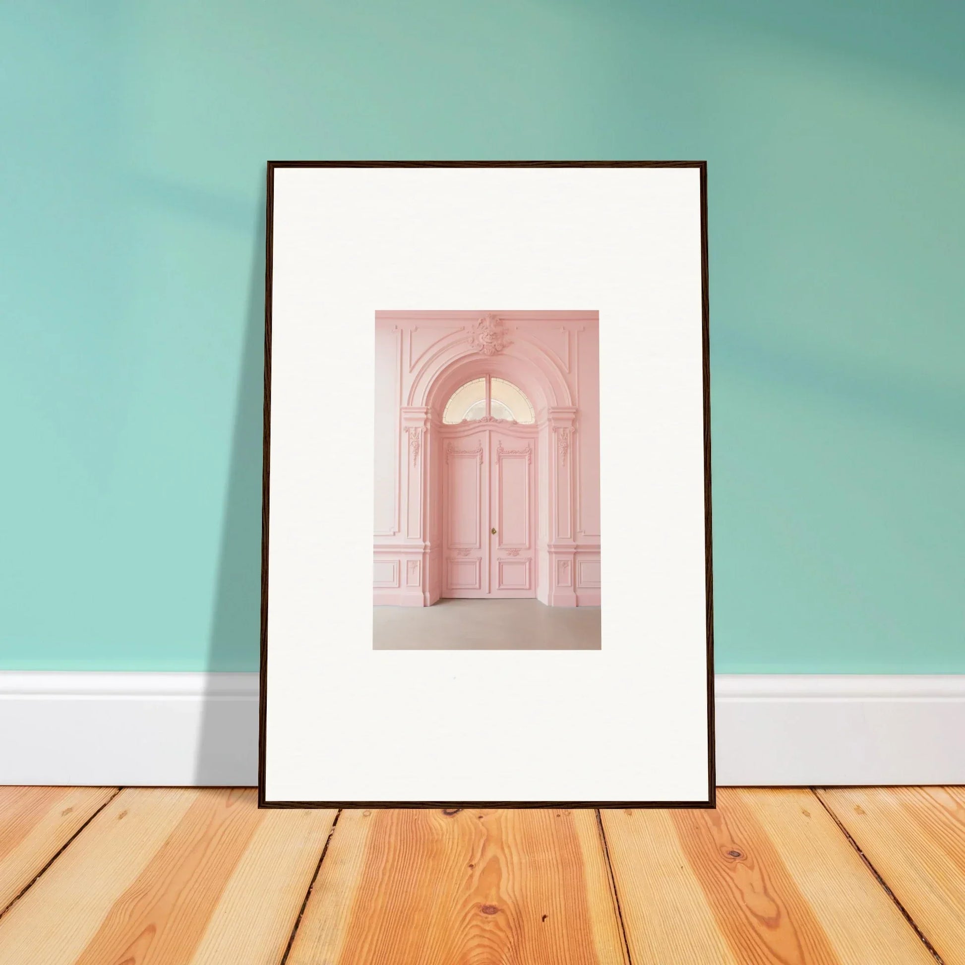 Framed wall art of a pink arched doorway from Pompadour Cogswheel Echoes special edition