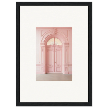 Elegant pink arched doorway with ornate details in Pompadour Cogswheel Echoes framed wall art