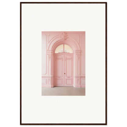 Elegant pink arched doorway with ornate details in Pompadour Cogswheel Echoes art piece