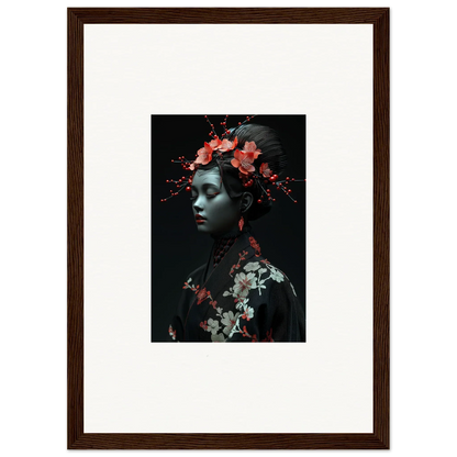 Framed wall art featuring floral elements and Cherry Essence against a dark background