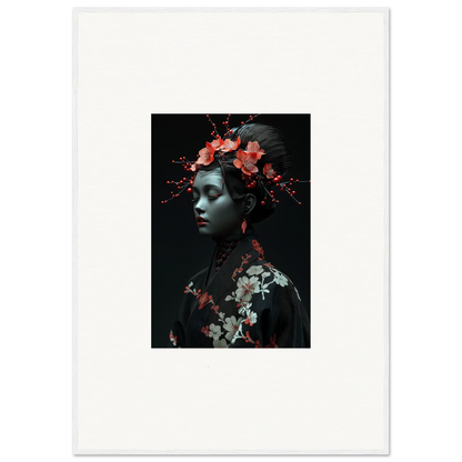 Portrait of a person with cherry essence floral elements for stunning room decor