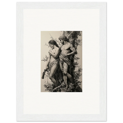 Framed black and white print of nude figures, perfect for room decor or fragment souls collection