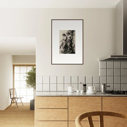 Framed black and white photograph of nude figures as unique room decor and wall art