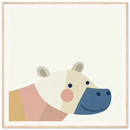 Cute cartoon hippo head with pink cheeks for nursery wall art in product101