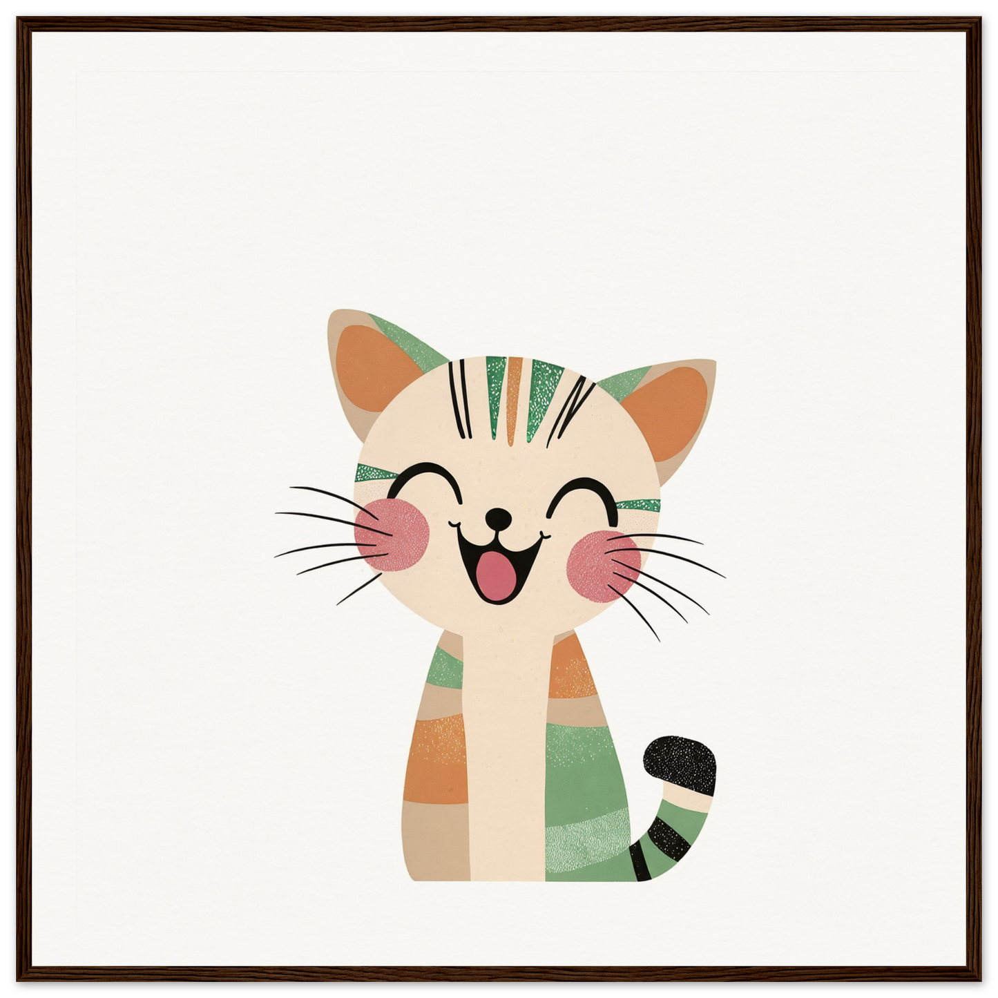 Happy cartoon cat with stripes in nursery wall art for adorable nursery decor