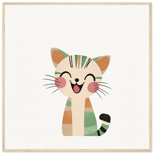 Happy cartoon cat with stripes for cute nursery wall art in product128