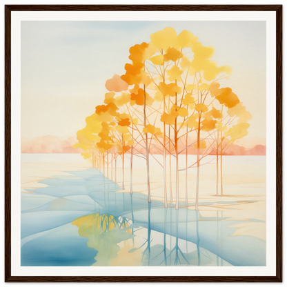 Watercolor painting of autumn trees reflection for nursery wall art decor product15