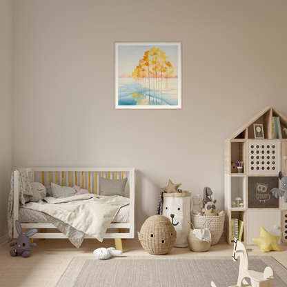 Wooden crib with gray and white bedding, perfect for nursery decor and cozy vibes