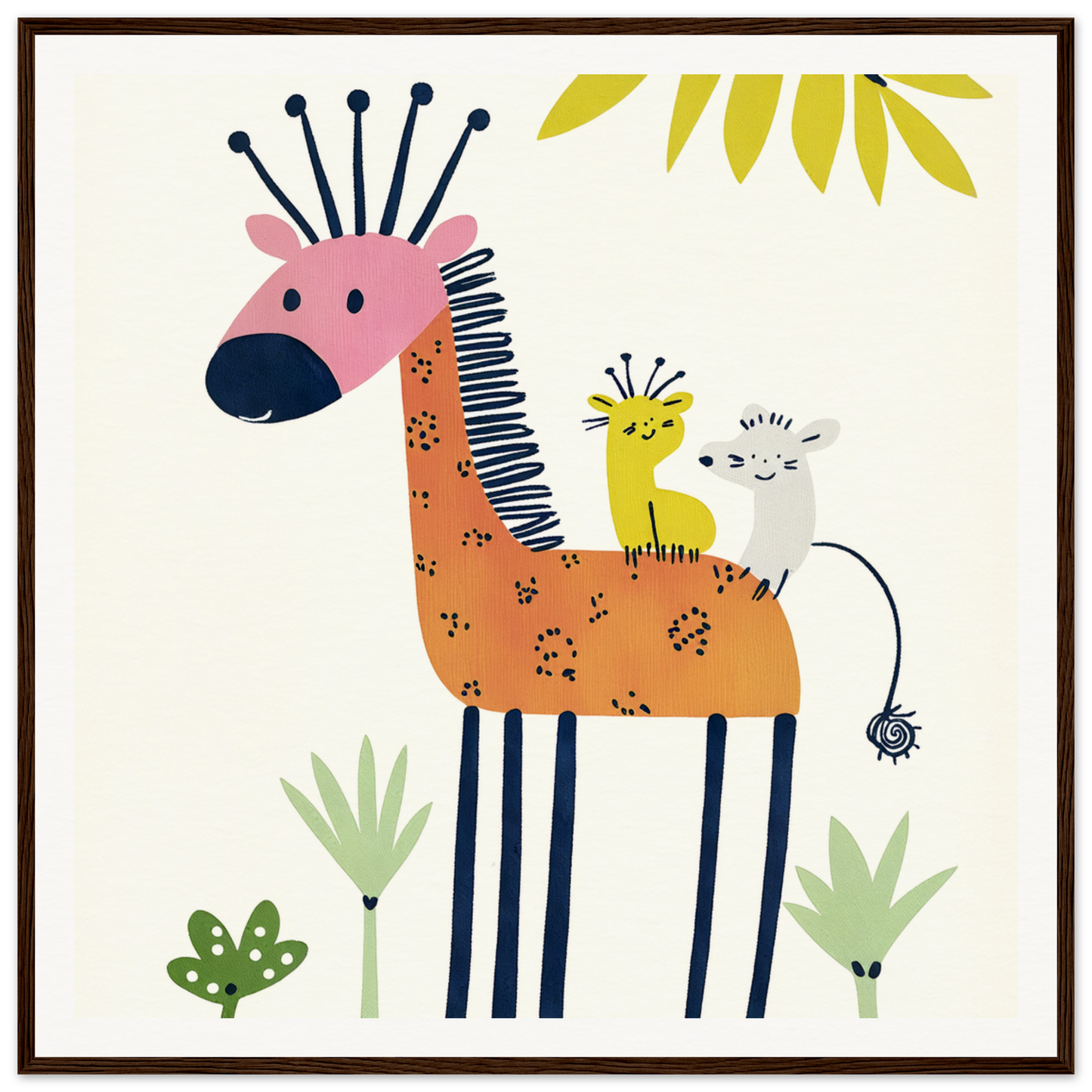 Whimsical giraffe with a spiky mane for fun nursery wall art or decor in product150