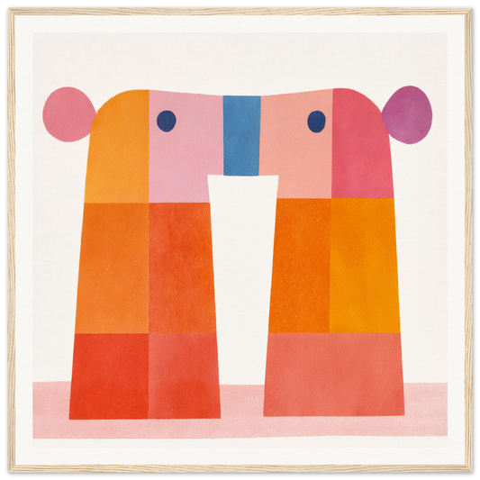 Colorful geometric bear head design for trendy nursery wall art or framed poster decor