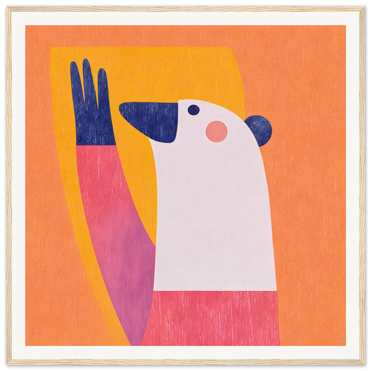 White figure with blue hand in pink shirt, perfect for Nursery Wall Art or decor