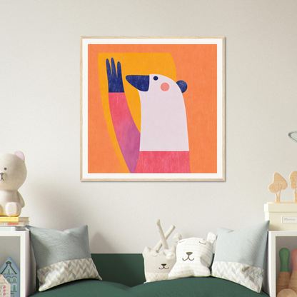 Colorful abstract polar bear art print for nursery wall decor or framed poster