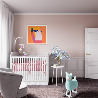 White wooden crib with pink bedding, perfect for nursery decor and wall art vibes