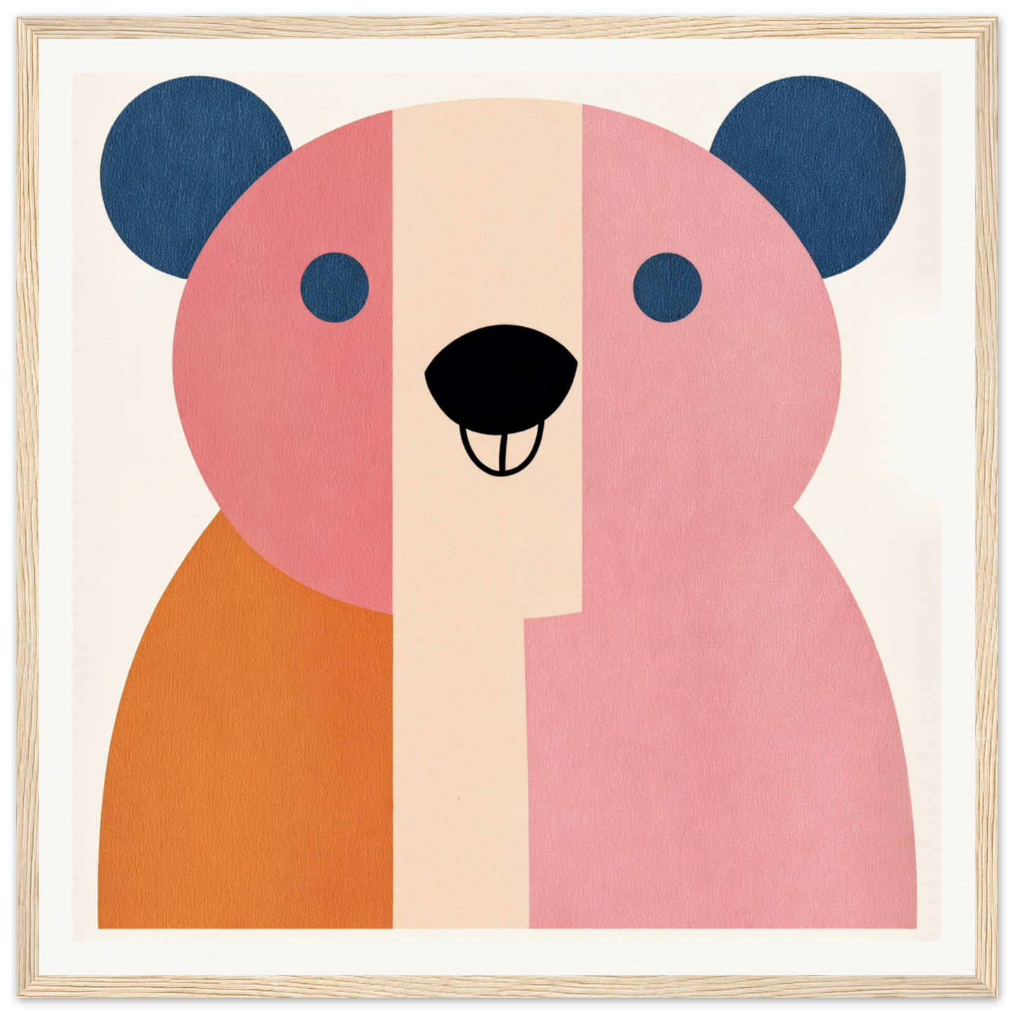 Cute minimalist bear illustration for nursery wall art or framed poster decor