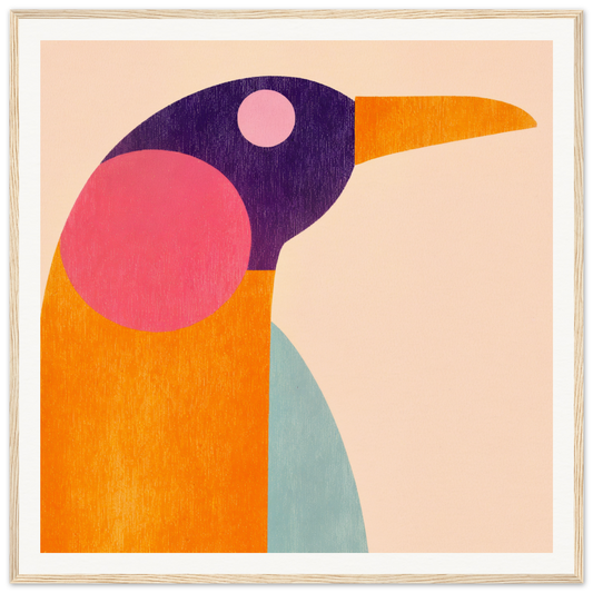 Colorful geometric bird illustration for nursery wall art in product195 frame