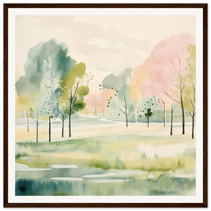 Watercolor painting of a spring landscape for nursery wall art or decor