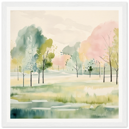 Watercolor painting of a peaceful spring scene perfect for nursery wall art