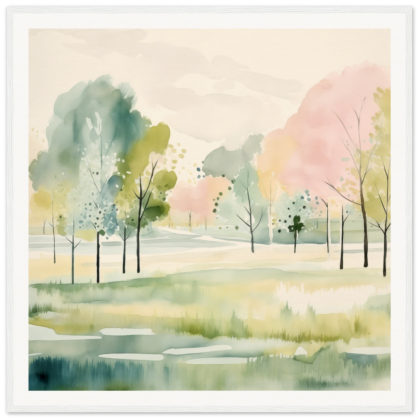 Watercolor painting of a peaceful forest for nursery wall art or decor in product2