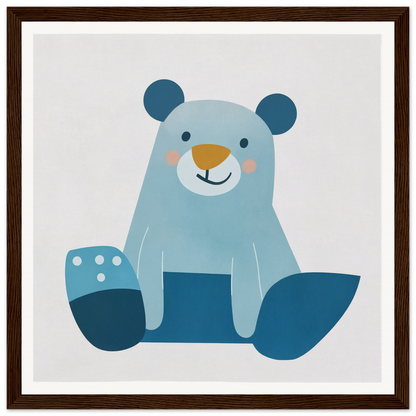 Cute light blue cartoon bear with dark blue paws for nursery wall art in product205