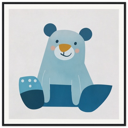 Cute blue teddy bear with polka dots, perfect for nursery decor or framed poster ideas