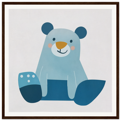 Cute blue teddy bear with rosy cheeks for nursery decor in product205