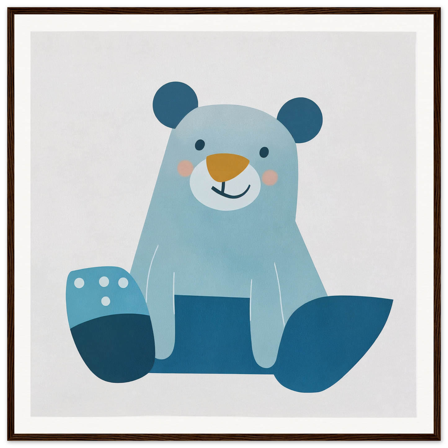 Light blue teddy bear with darker paws and ears for cute nursery wall art decor