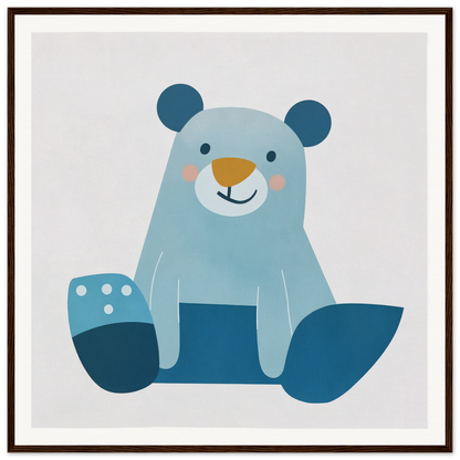 Light blue teddy bear with darker paws and ears for cute nursery wall art decor