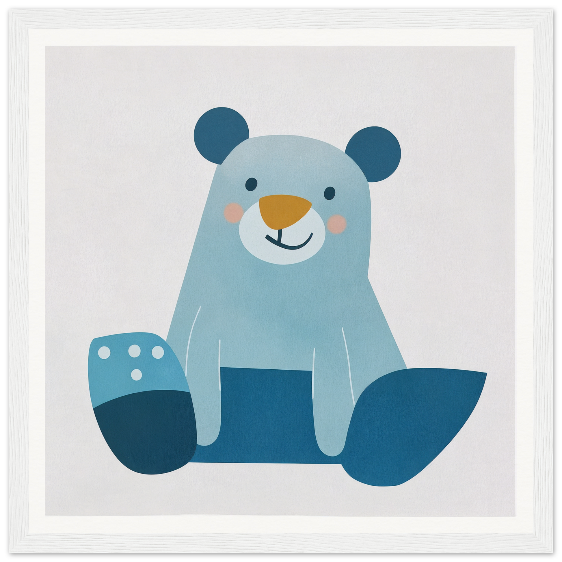 Cute light blue teddy bear illustration for adorable nursery wall art or decor