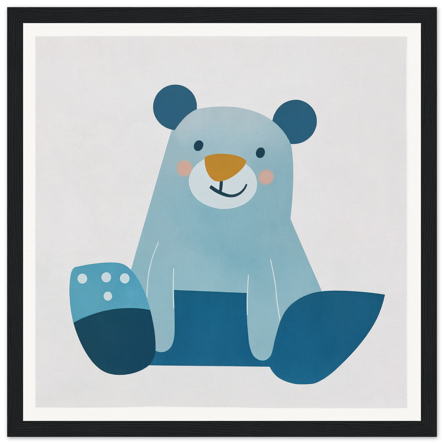 Cute blue cartoon bear smiling, perfect for nursery wall art or decor in product205