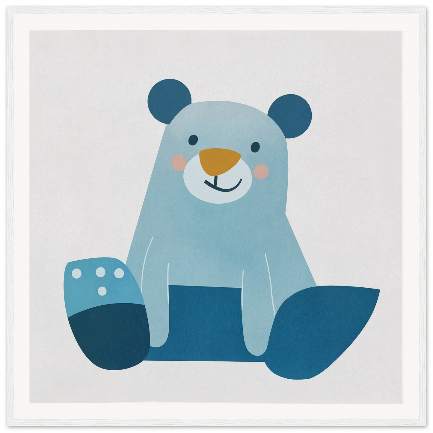 Cute blue teddy bear smiling, perfect for nursery wall art and decor in product205