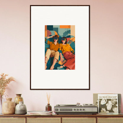 Framed wall art of vibrant stylized figures in colors for room decor Visions Forecast